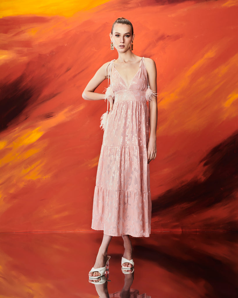 sequin feather midi dress Sequin & Feather Midi Dress